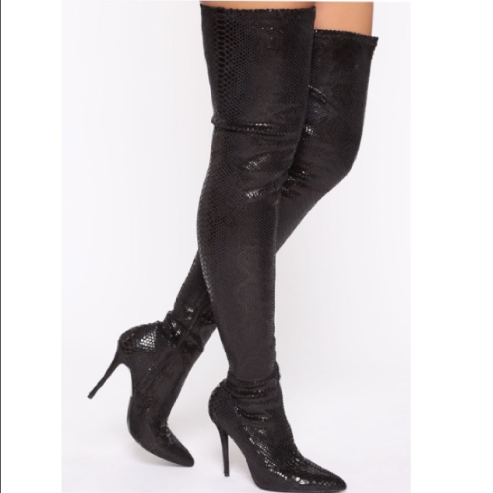 High Voltage Heeled Boots - Black Snake